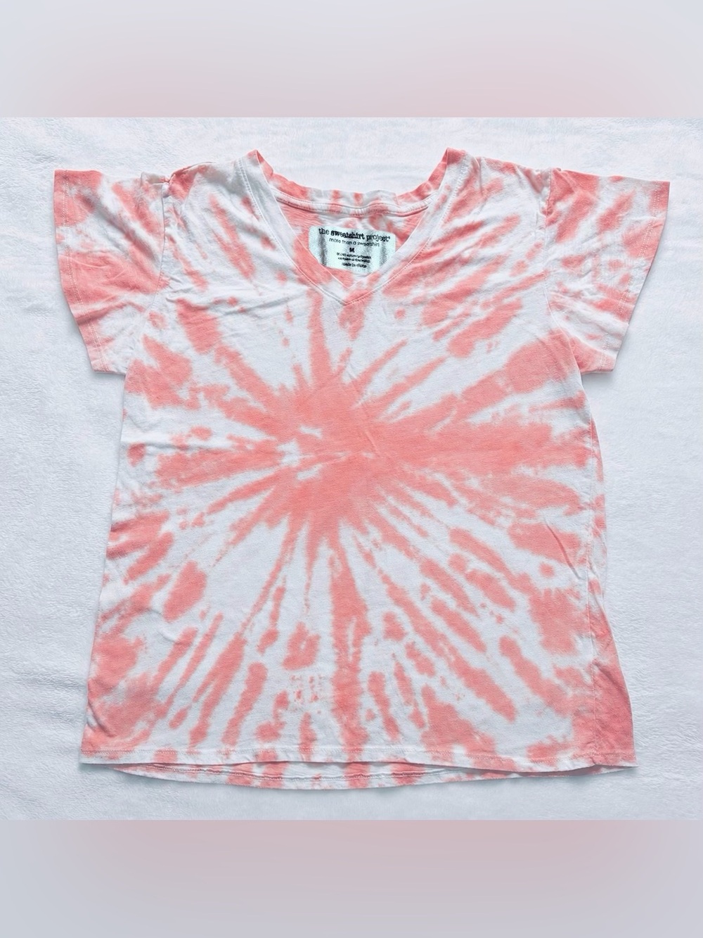 The Sweatshirt Project Women’s Tie Dye V-Neck Flutter Short Sleeve Top, Size M